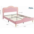 thumbnail image 2 of Full Size Upholstered LED Bed Frame with Adjustable Headboard and Footboard, Velvet Princess Platform Bedframe for Kids/Girls, Wooden Slats Support, No Box Spring Needed, Easy Assembly, Pink, 2 of 9