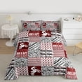 thumbnail image 3 of Homewish Cartoon Motorcycle Lover Queen Comforter Set, Grey Red Buffalo Patchwork Bedding Sets, Teens Kids Boys Girls Reversible Bedding Comforter Set, Ultra Soft Bedroom Decor, 3 Pieces, 3 of 9