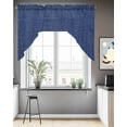 thumbnail image 3 of Vintage Navy Blue Kitchen Curtains Swag Valance for Windows/Bathroom/Cafe, Farmhouse Retro Dark Solid Color Linen Texture Rod Pocket Drape Panel Swag Curtains Valance for Bedroom/Living Room 56"x36", 3 of 6
