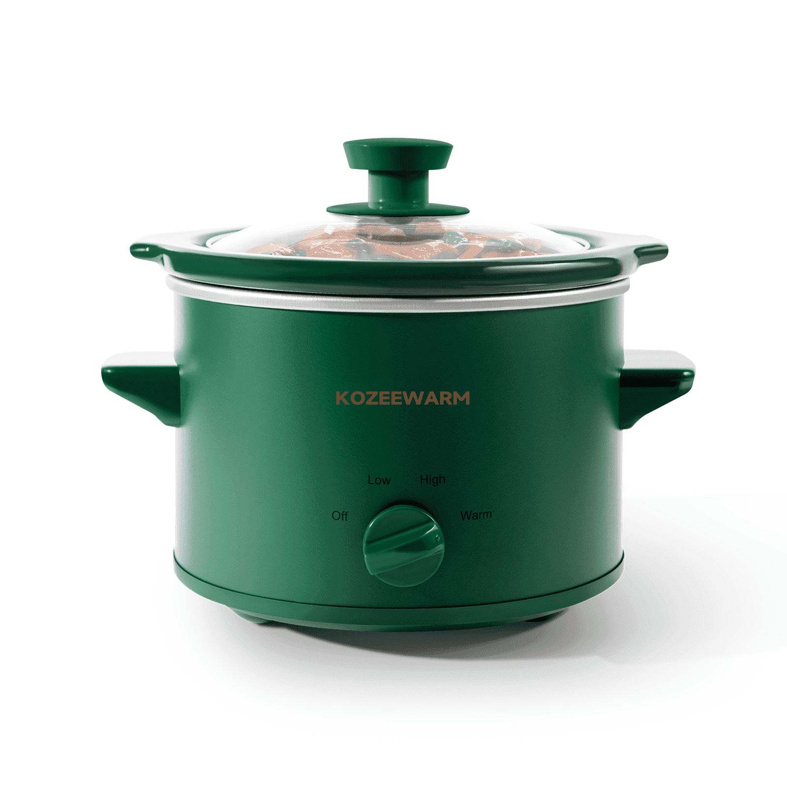 Slow Cooker, 1.5 Qt Small Electric 304 Stainless Steel Cooker with Ceramic Pot, Low High Warm 3 Heat Modes, Non-Toxic & Dishwasher Safe, Ideal for Singles, Couples and Healthy Cooking-Green