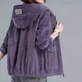 thumbnail image 6 of Miluxas Women's Casual Corduroy Hooded Long Sleeve Zip Up Jacket Loose Shacket Coat Winter Warm Outerwear with Pocket Purple XXXXL(XXXXL), 6 of 6