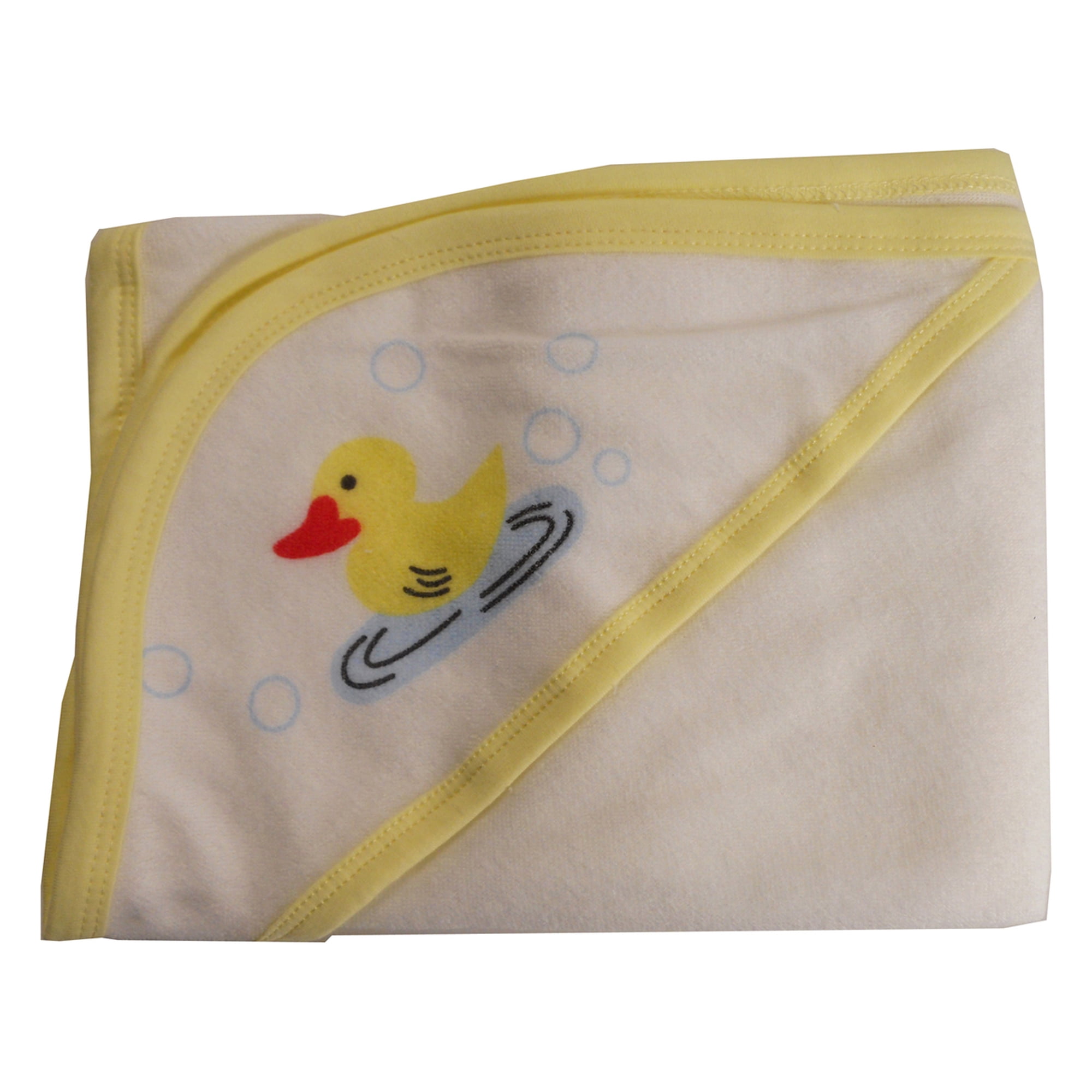 Bambini Hooded Towel with Yellow Binding and Screen Prints