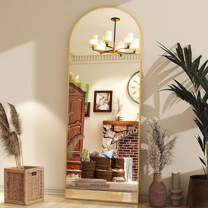 Mirrasia 64"x21.5" Arched Full Length Full Body Mirror Leaning Wall-Mounted Floor Mirror,Gold