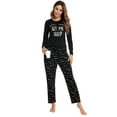 thumbnail image 6 of BEOEOSY Women's Soft Long Sleeve Pajamas Set Cute Printed Pjs Lounge Sets with Pocket Black Small, 6 of 7