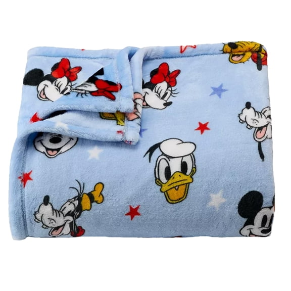 The Big One Plush Throw Blanket Donald Mickey Friends Blue Polyester 60 x 72