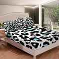 thumbnail image 2 of Animal Print Twin Fitted Sheet Cheetah Print Sheets, Leopard Bed Sheets Africa Safari Wildlife Bed Cover, Black White Blue Bed Set for All Seasons Breathable (Deep Pocket), 2 of 4