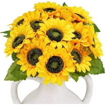 Haokaini 12pcs 5.9 Inches Artificial Sunflowers Heads, Fake Silk Sunflowers Decor, Yellow Faux Sun Flowers Arrangements for Wedding Home Decoration