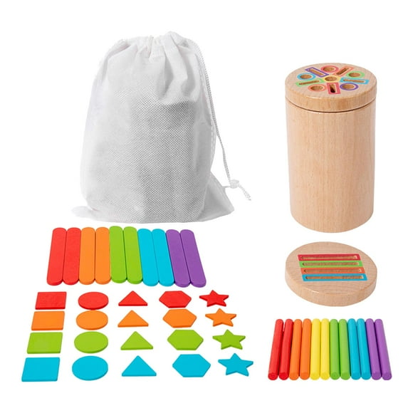 Juguete Montessori con palitos, juguete de aprendizaje, desarrollo sensorial, juguete de combinación con almacenamiento Conjunto C