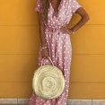 thumbnail image 1 of Polka Dot V Cou Maxi Robe à Manches Courtes Robe Décontractée pour les Vêtements d'Été et de Printemps pour Femmes, 1 of 7