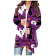 thumbnail image 4 of Women Halloween Cardigan Fashionable Pumpkin Animal Cat Printing Jacket Long Sleeve Coat Female Autumn Winter Clothes, 4 of 6