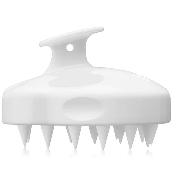FREATECH Hair Scalp Massager Shampoo Brush with Soft Silicone Bristles for Scalp Care and Hair Growth, Shower Head Scalp Scrubber Exfoliator for Dandruff, Wet & Dry for Men, Women and Kids, White