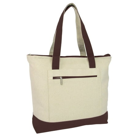 18 Stylish Canvas Zippered Tote Bag W Zipper Front Pocket Pool Beach Ping Travel Eco Friendly Set Of 12