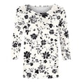thumbnail image 5 of YOTAMI 3/4 Sleeve Tops for Women Plus Size Crew Neck Summer Casual Blouses Fashion Floral Print Loose Fit Pullover Tops Blouses Khaki, 5 of 5