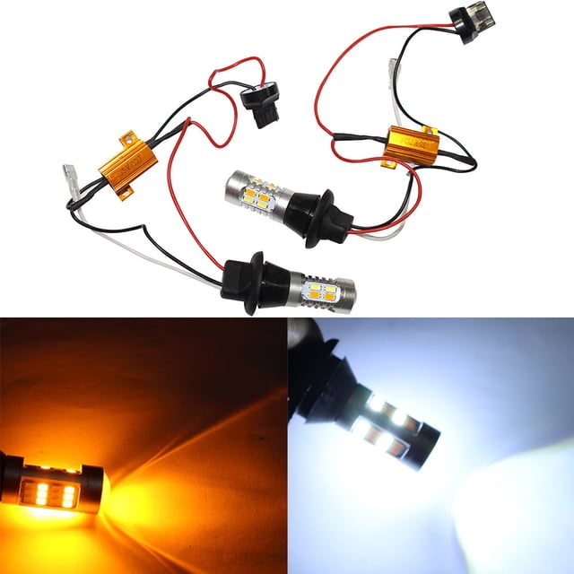 XWSHYW Luz Del Coche Luces de Giro T20 7440 10 W 42Smd, Luces de Circulación Diurna, Luz Led Blanca/Amarilla