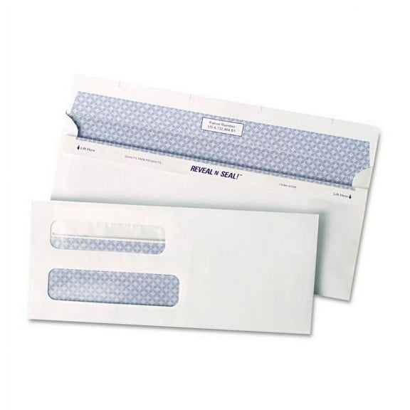 Quality Park Reveal N Seal 2-Window Check Envelope, #8 5/8 (3 5/8 x 8 5/8), Self-Seal, 500/Box