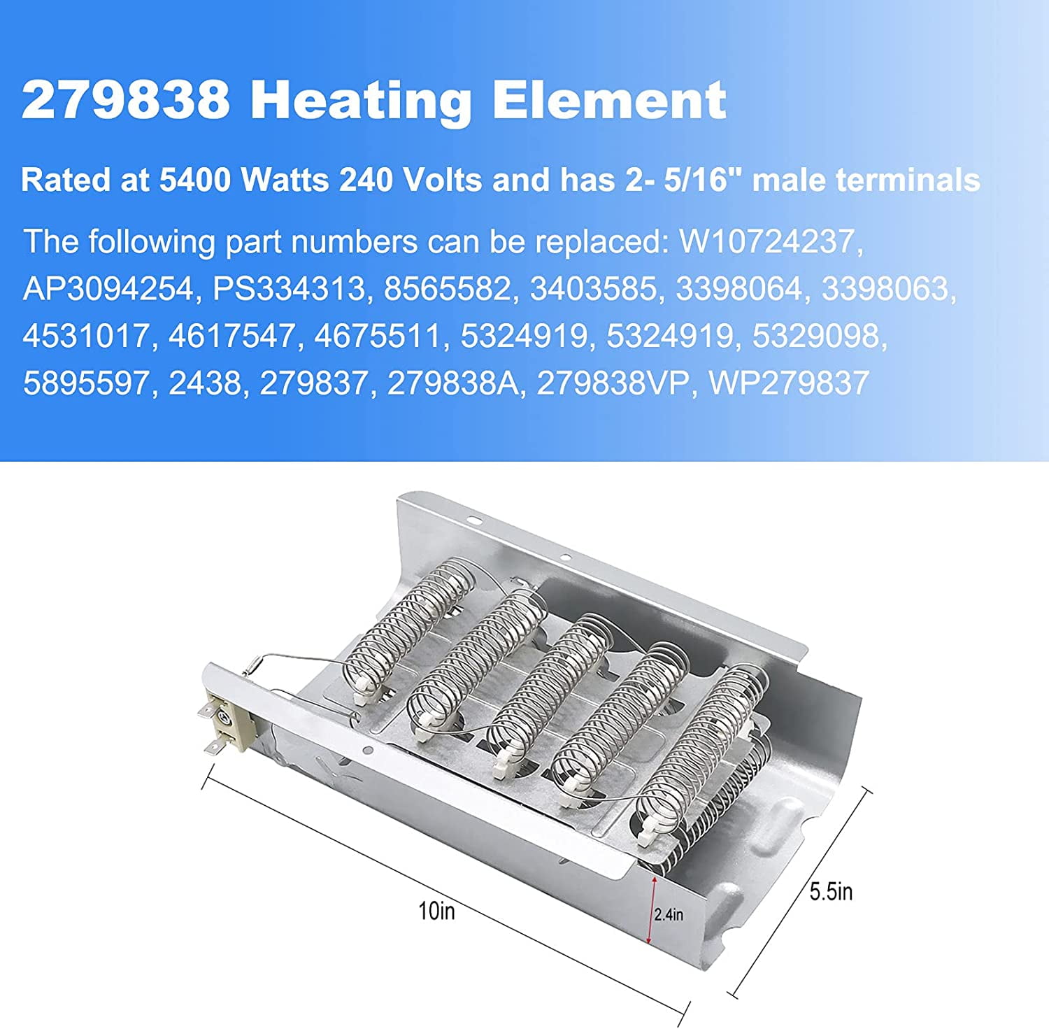 Dryer Element Kit for Whirlpool Sears 279838 & 279816