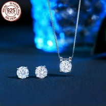 Fashion AAAAA CZ 925 Sterling Silver Fine Jewelry Set Wedding Necklace Earrings