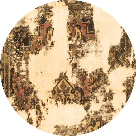 Ahgly Company Indoor Round Abstract Brown Modern Area Rugs, 7' Round