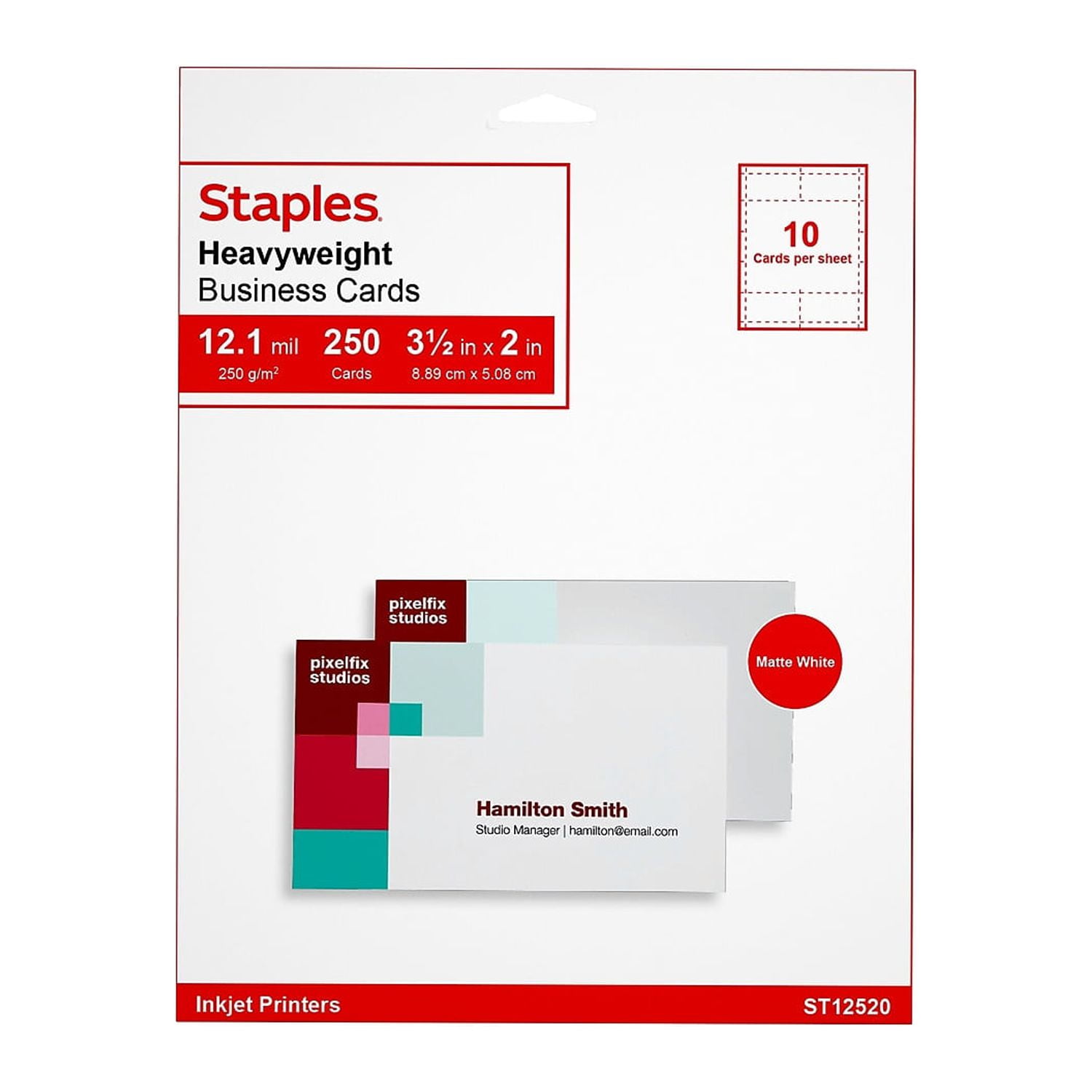 Staples Business Cards 3.5 x 2 Matte White 750 Carton ST12520VS Walmart