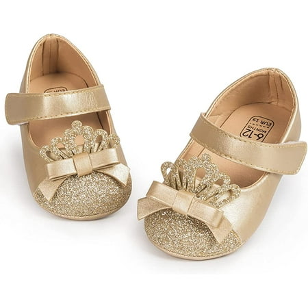 

QWZNDZGR Infant Baby Girls Mary Jane Shoes Non-Slip Rubber Sole Ballet Slippers Princess Dress Wedding Shoes Newborn Crib Shoes First Walkers Shoes