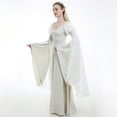 thumbnail image 5 of DAIZBELLA Women's White Renaissance Dress with Bell Sleeves Retro Medieval Dress, S, 5 of 6