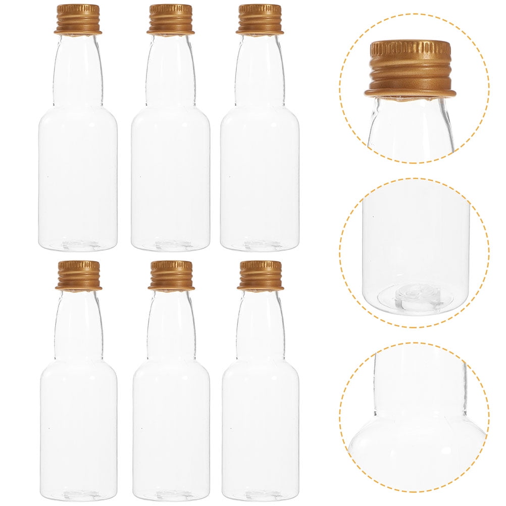 HOMEMAXS 50pcs Mini Liquor Bottles Plastic Small Juice Bottles Empty Mini Alcohol Bottles