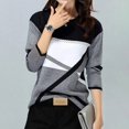 thumbnail image 3 of Pzocapte Women Size Tops Size Dress Shirts for Women Size Tunic Tops Women Fashion Casual O Neck Geometric Color Block Print Long Sleeves Top Geometric, Colorblocking, Round Neck Size Blouses for, 3 of 3