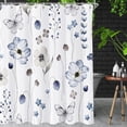 thumbnail image 2 of Floral Shower Curtain,Shower Curtains for Bathroom,Blue Flower Shower Curtain Sets Leaf Shower Curtain Plants Blue White Fabric Waterproof Cloth Bathtub Curtains with Hooks 72x72 Inch, 2 of 6