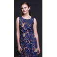 thumbnail image 3 of Bimba Robe Longue Imprimée pour Femmes avec Oiseau, Tenue de Villégiature, Robe de Soirée - Grand Bleu Marine, 3 of 6