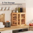 thumbnail image 2 of Bamboo Bread Box, Kitchen Countertop Corner Bread Box, Large Capacity 2-Tier Bread Container, Bread Storage Container with Dual Rippled Acrylic Doors, for Kitchen Food Storage, 2 of 8