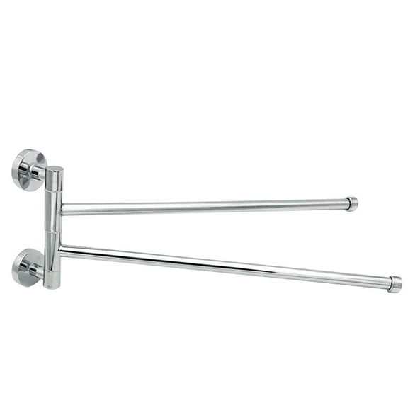 Swivel Out Towel Bar 2-Bars Foldable Arms Bath Towel Clothes Hanger Wall Mount Polished Chrome Towel Rack Holder for Bathroom Kitchen