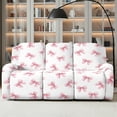 thumbnail image 2 of Xoenoiee Pink Bow Print Recliner Sofa Covers 3 Seater, Stretch Recliner Sofa Slipcovers with Storage Pockets Soft Reclining Couch Covers for Kids Pet, 2 of 7