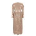 thumbnail image 4 of Sun Dresses Women Ladies Fashion Long Sleeve Dress V-Neck Solid Long Dress Sequin Floral Vocation Beach Sundress, 4 of 5