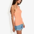thumbnail image 3 of Women's Halter Neck Knit Tank Top with Ribbed Design and Stretchy Fit for Casual Summer Wear- Small, Orange, 3 of 5