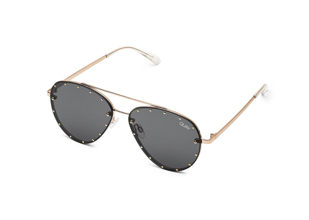 Quay Australia "Roxanne" Studded Aviator Sunglasses (QUAY X JACLYN HILL