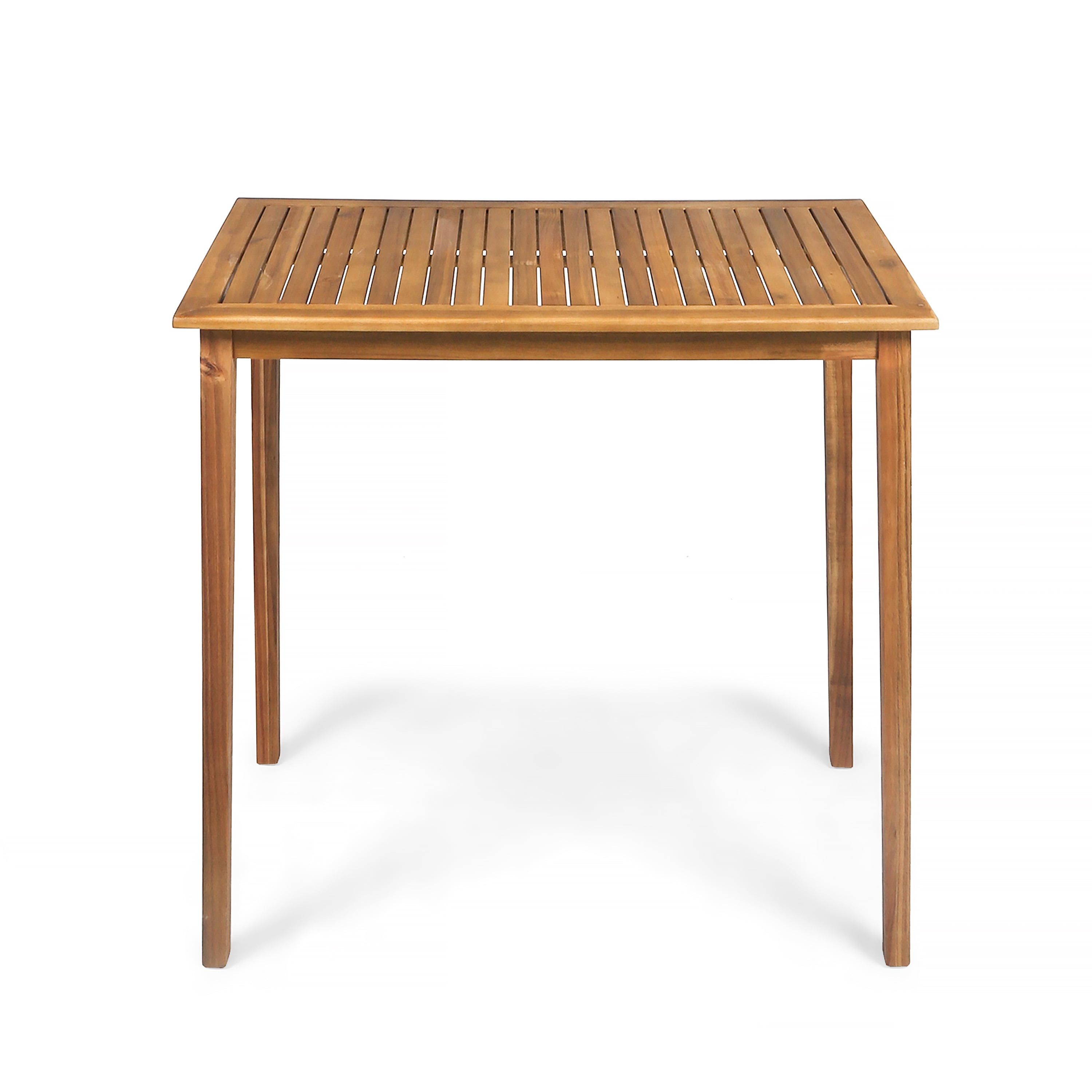 Outdoor Rectangular Bar Height Table, Solid Acacia Wood Top for Patio Garden, Teak Finish