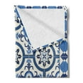 thumbnail image 2 of Moroccan Soft Flannel Fleece Throw Blanket, Oriental Turkish Style Inspired Mosaic Motifs in Classic Retro Design, Cozy Plush for Indoor and Outdoor Use, 70" x 90", Grey Blue, by Ambesonne, 2 of 5
