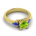 thumbnail image 3 of 2.50 Carat Elegant Round Cut Peridot & Blue Sapphire Gemstone Engagement Ring for Ladies Solid 14K Yellow Gold Size 4.5 by Diamond-Capitals, 3 of 8