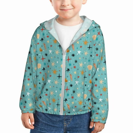

Sun Hoodie for Kids summer shells corals starfish Long Sleeve Swim Fishing Shirts Sun Protection Zip Up Jacket Clothing Athletic Hoodie