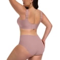 thumbnail image 6 of Qylux Women's Wireless Comfort Bras - Seamless Full Coverage Everyday T-Shirt Bra - Plus Size Soft Padded Bralette,Mauve,(M-4XL), 6 of 10