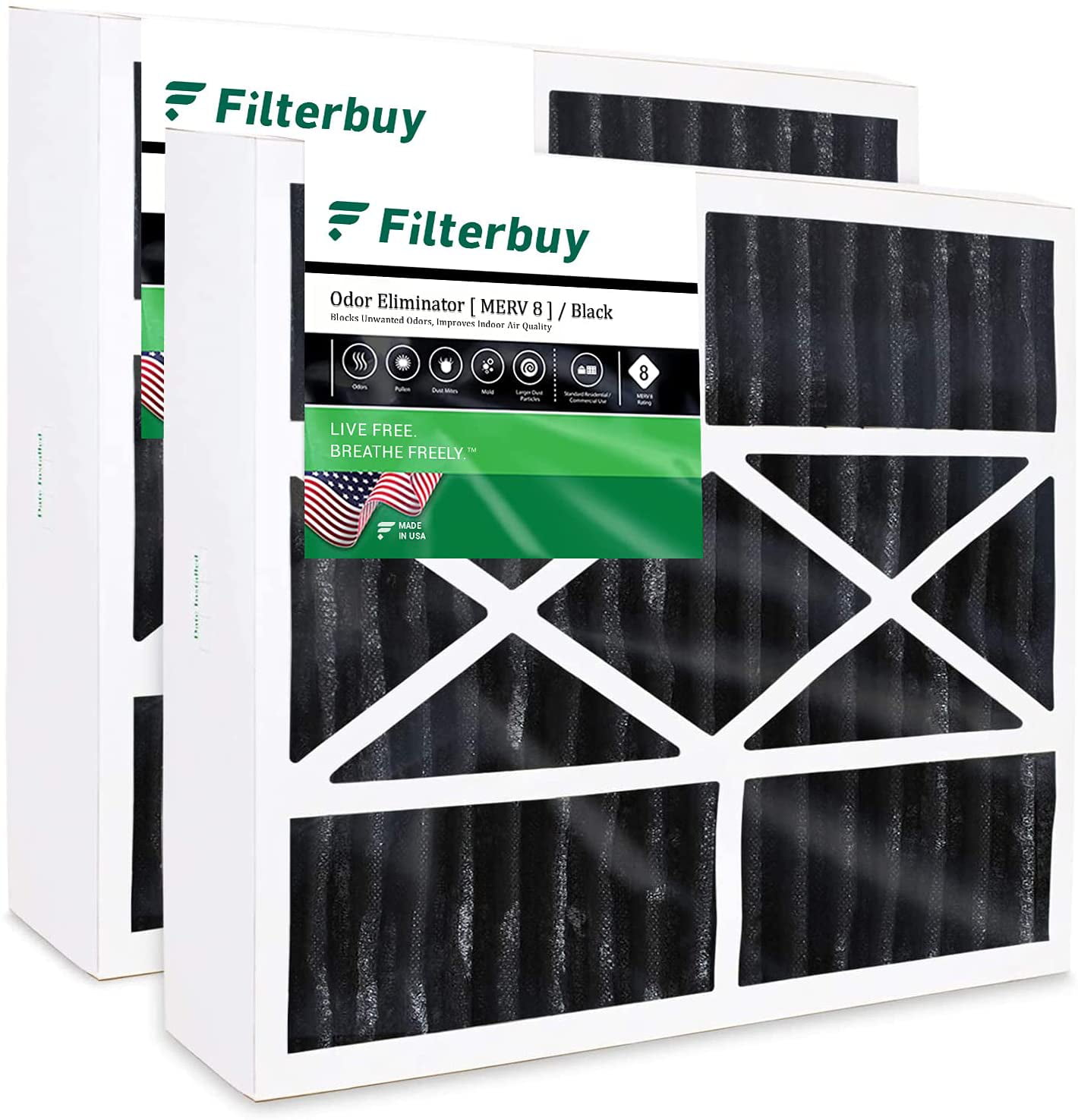FilterBuy Allergen Odor Eliminator 16x24x1 MERV 8 Pleated AC Furnace Air Filter 