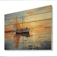 thumbnail image 2 of Designart "Boat Seascape expression IV" Transportation Print on Natural Pine Wood, 2 of 5