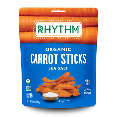 Rhythm Superfoods Carrot Sticks, OIF8 Salted, Organic & Non-GMO, 1.4 Oz, Vegan/Gluten-Free Vegetable Superfood Snacks