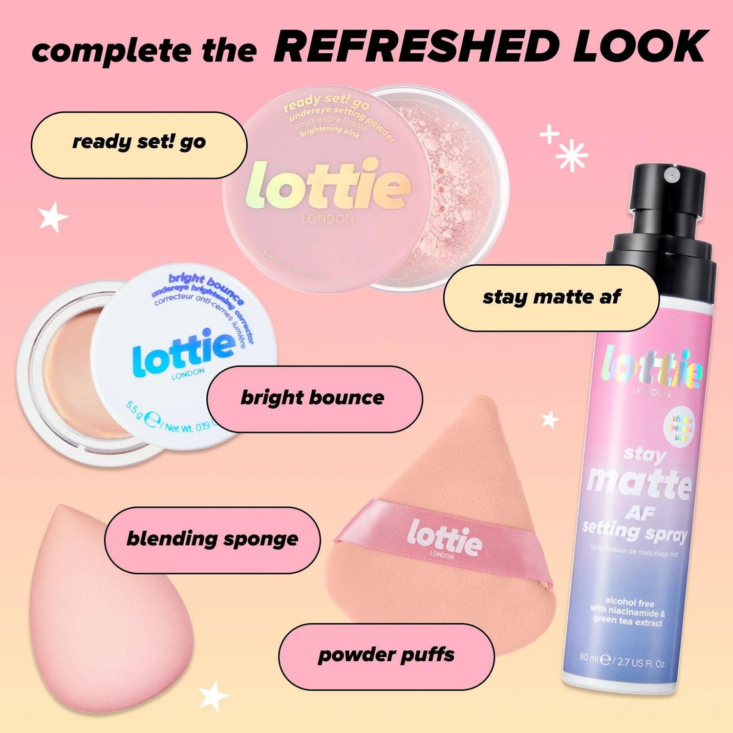 Lottie London - Triangle Powder Puffs - 2 Precision Powder Puffs - Eye & Face Makeup