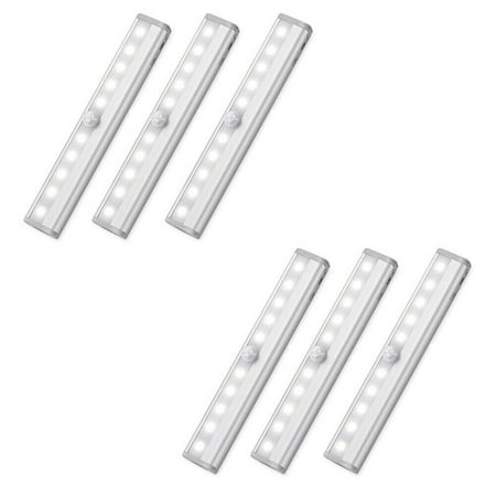 

US 3-6 Pc 10LED Motion Sensor Operated Battery Light For Closet Hallway Stairway