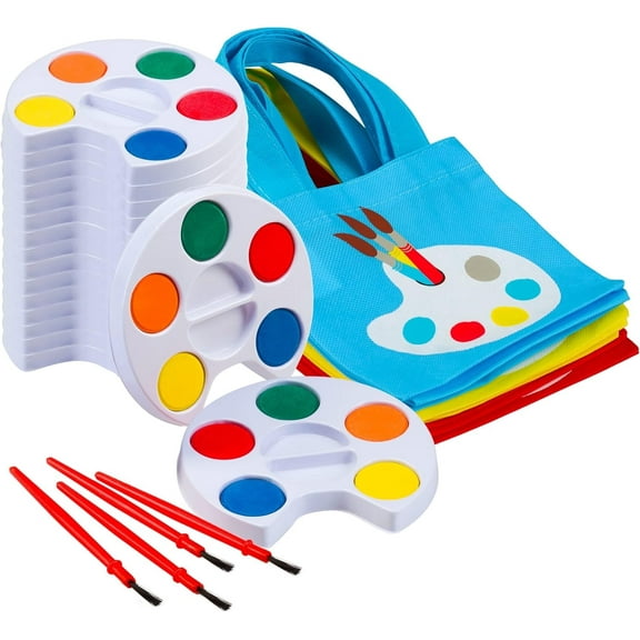 Bedwina Watercolor Paint Set with Mini Tote Bags, Party Favors Goodie Bag Stuffers for Kids, 12-Pack