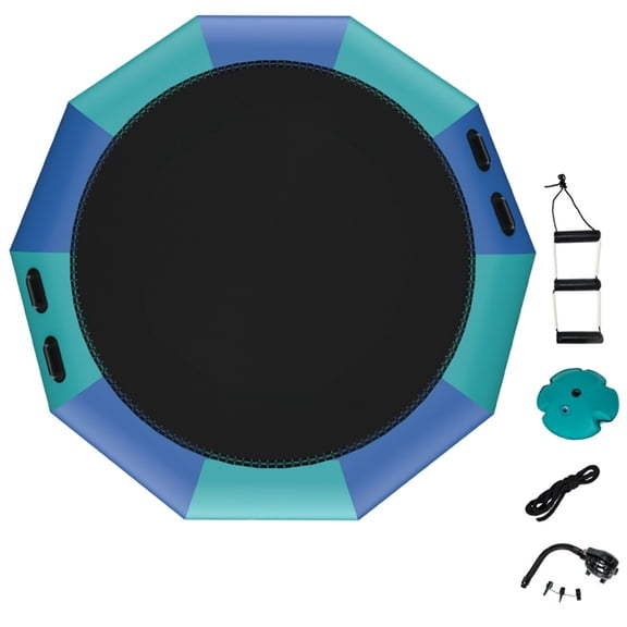 YYAo Jumping Trampoline, Bounce Entertainment Center 10 Feet Inflatable Splash Padded Water Bouncer Trampoline-Blue
