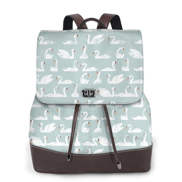 Balery White Swan Mochila de Cuero para Mujeres, Gran Capacidad, Bolsa de Viaje Multifuncional, Mochila de Cuero y Bolsa de Hombro para Mujeres