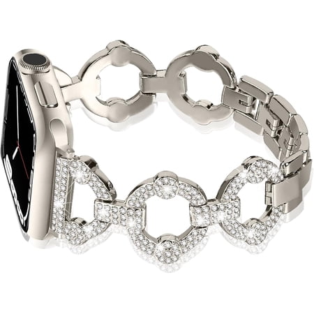 REQO Bling Bands Compatible With Apple Watch Band Series 11 10 9 8 7 6 5 4 3 2 1 38mm 40mm 42mm 44mm 45mm 46mm Jewelry Metal O-Shape Elegant iwatch Bands For Women