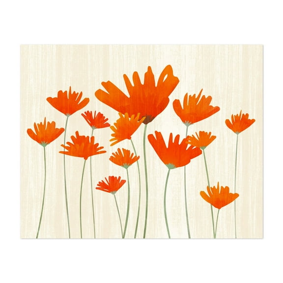 Red Poppy Meadow - Painting Floral Flowers Minimalist Botanical Modern Art Abstract Nature Unframed Wall Art Print 8 x 10 inches